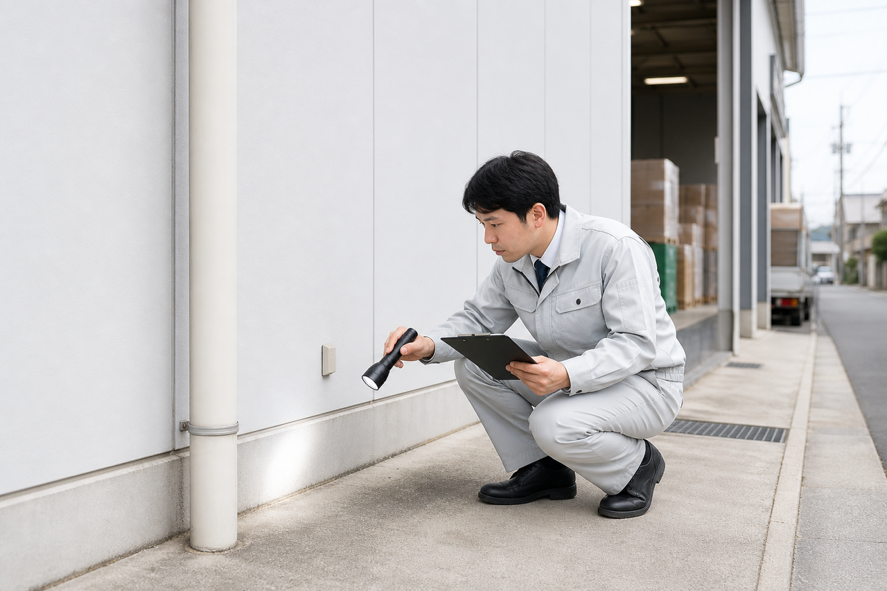 東大阪市の事業所で害虫の発生箇所を確認するイメージ