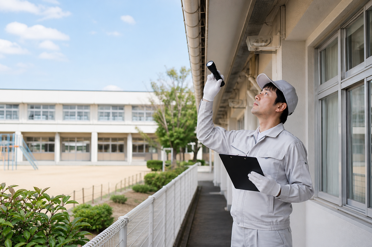 東大阪市の学校・各種施設で害虫の発生箇所を確認するイメージ