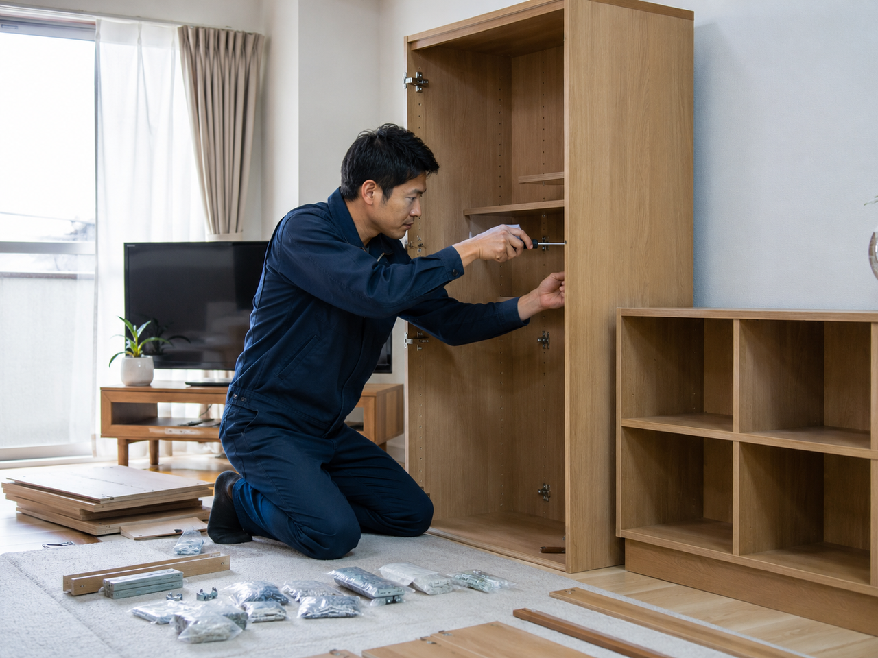 家具移動と組立後の片付け作業イメージ